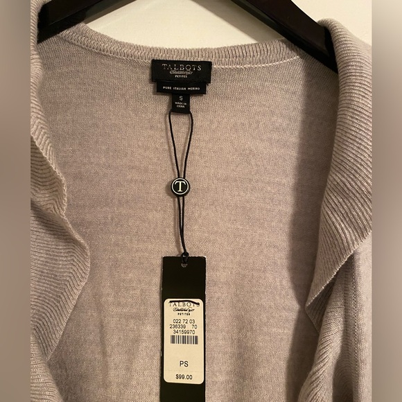 Talbots Women’s Petite Small Light Cardigan. Open. Merino Wool. NWT. Long Sleeve - Picture 3 of 4